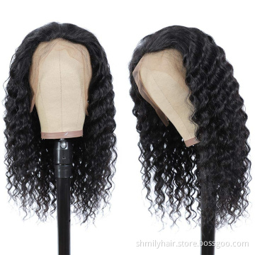Shmily Wholesale 13x6 Transparent HD Lace Frontal Wig 150% 180% Density Deep Wave Brazilian Human Hair Wigs For Black Women
